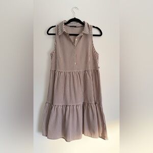 Tommy Hilfiger Brown and White Striped Dress